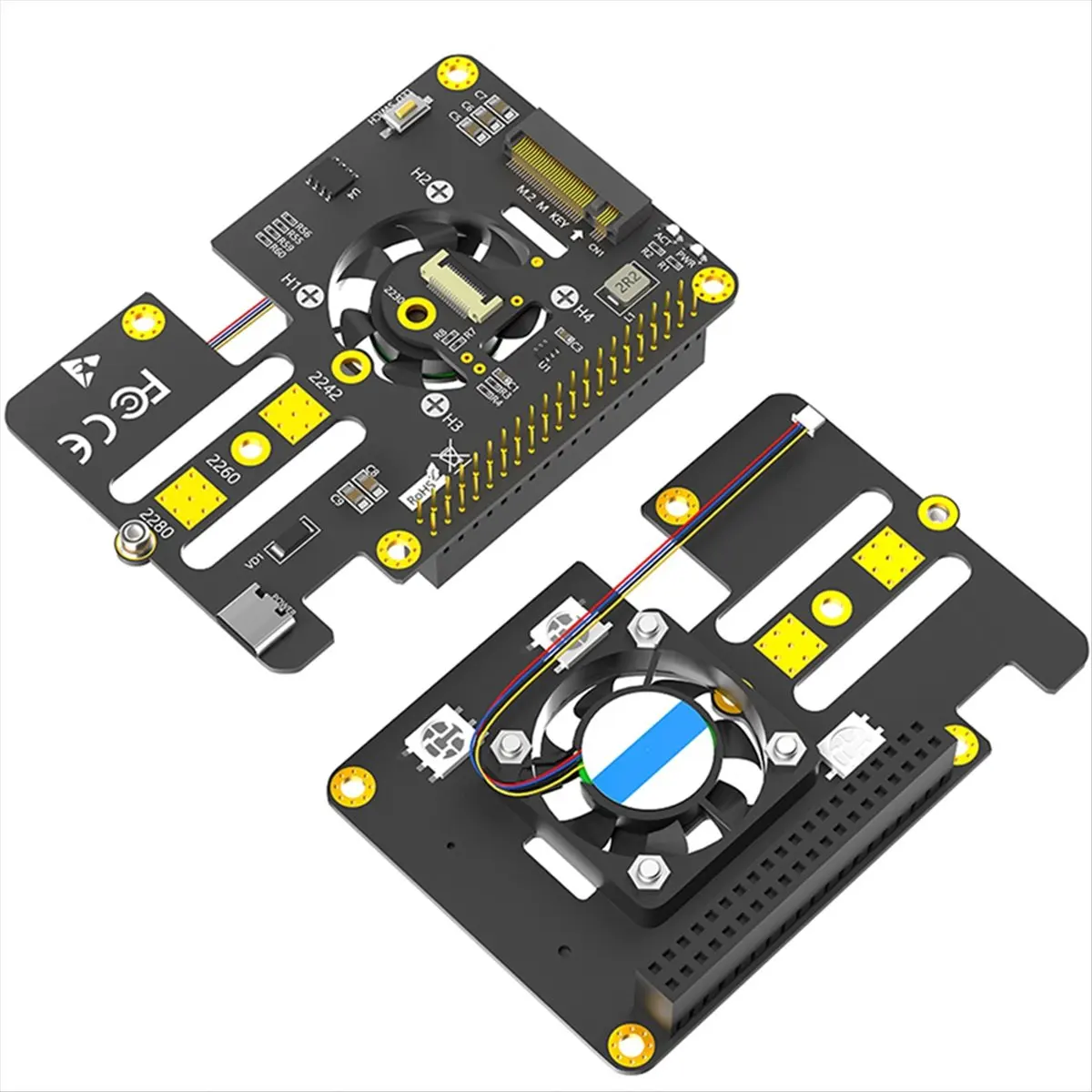 A46U For Raspberry Pi 5 PCIe to M.2 NVMe SSD HAT 3IN1 Adapter Board for 2230 2242 2260 2280 M.2 NVMe SSD