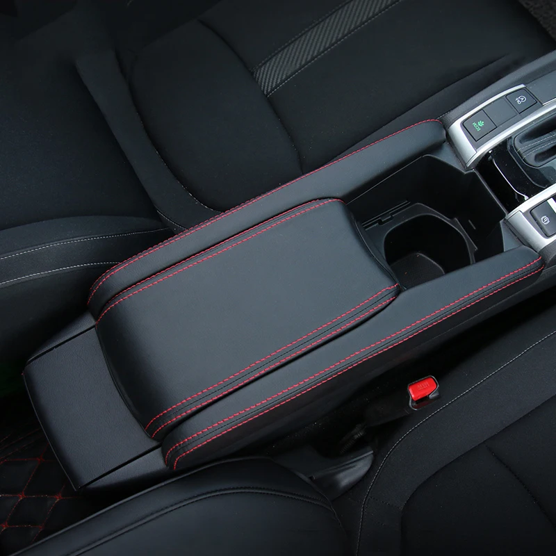 Leather Car Center Console Armrest Box Cover Protector Case Pad For Honda Civic X 10th FC 2016 2017 2018 2019 2020 Accessories view 6