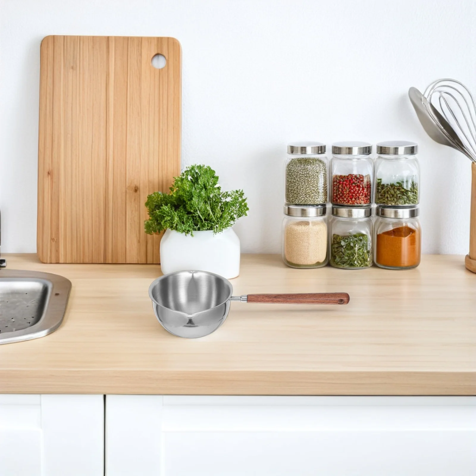 

Stainless Steel Soup Ladle Dual Spout Long Handle Angled Design for Soups Sauces Gravies Serving Spoon Professional Kitchen Tool