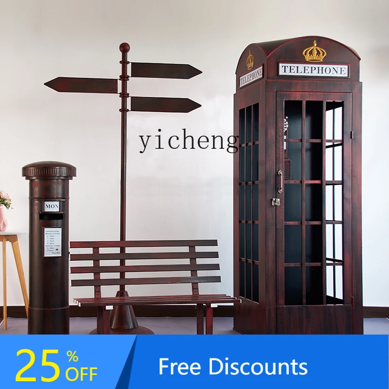 

ZC wrought iron phone booth mailbox ornament floor scene exhibition hall display decoration shopping mall DP layout props