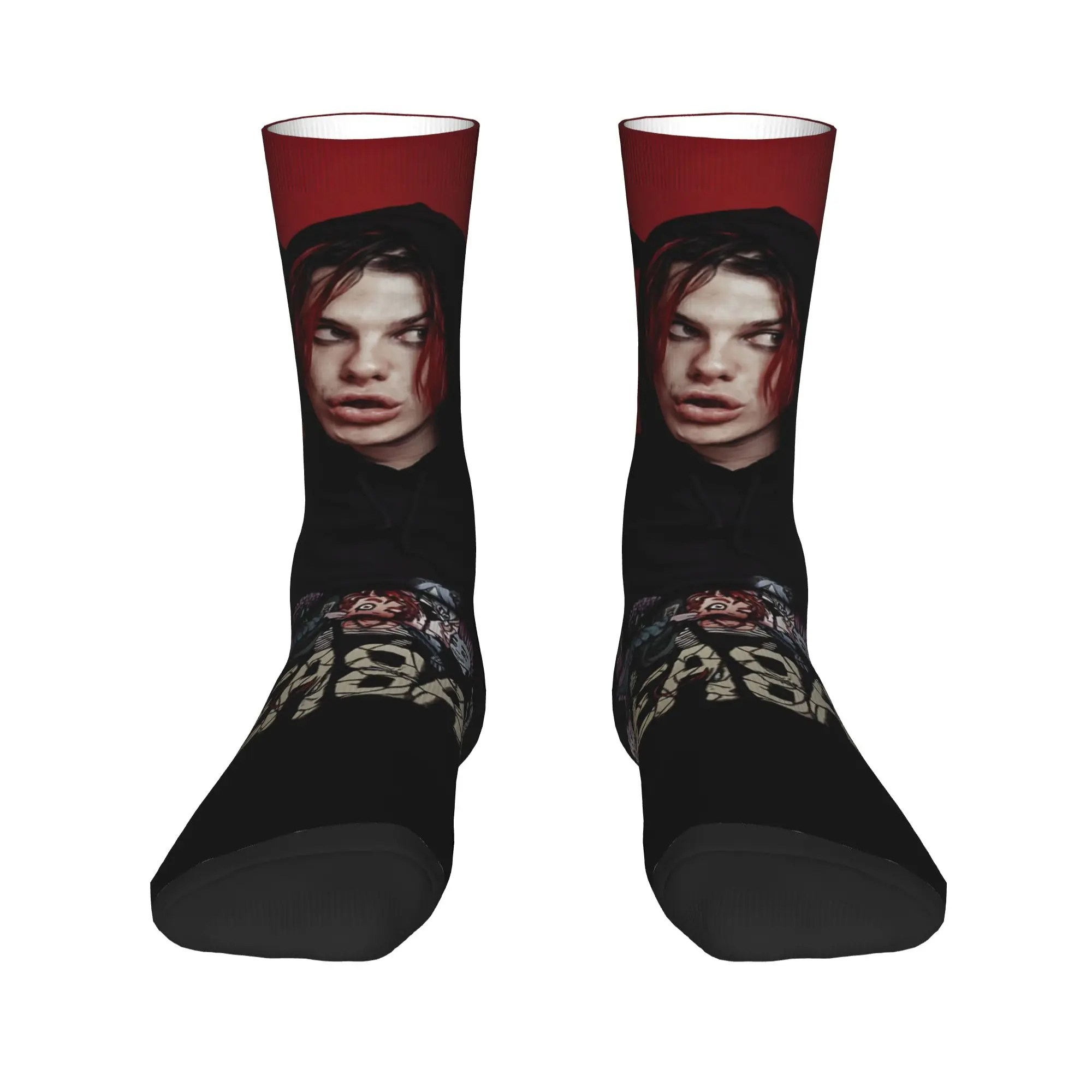 1 Pair Funny Crazy Sock for Men The Punk Rock Core Hip Hop Vintage Y-Yungblud Happy Seamless Pattern Printed Crew Sock Gift