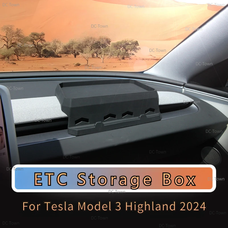 

ETC Storage Box for 2024 Tesla Model 3 Highland Instrument Panel Tissue Tray Silicone Phone Holder Storage Box Car Accessories