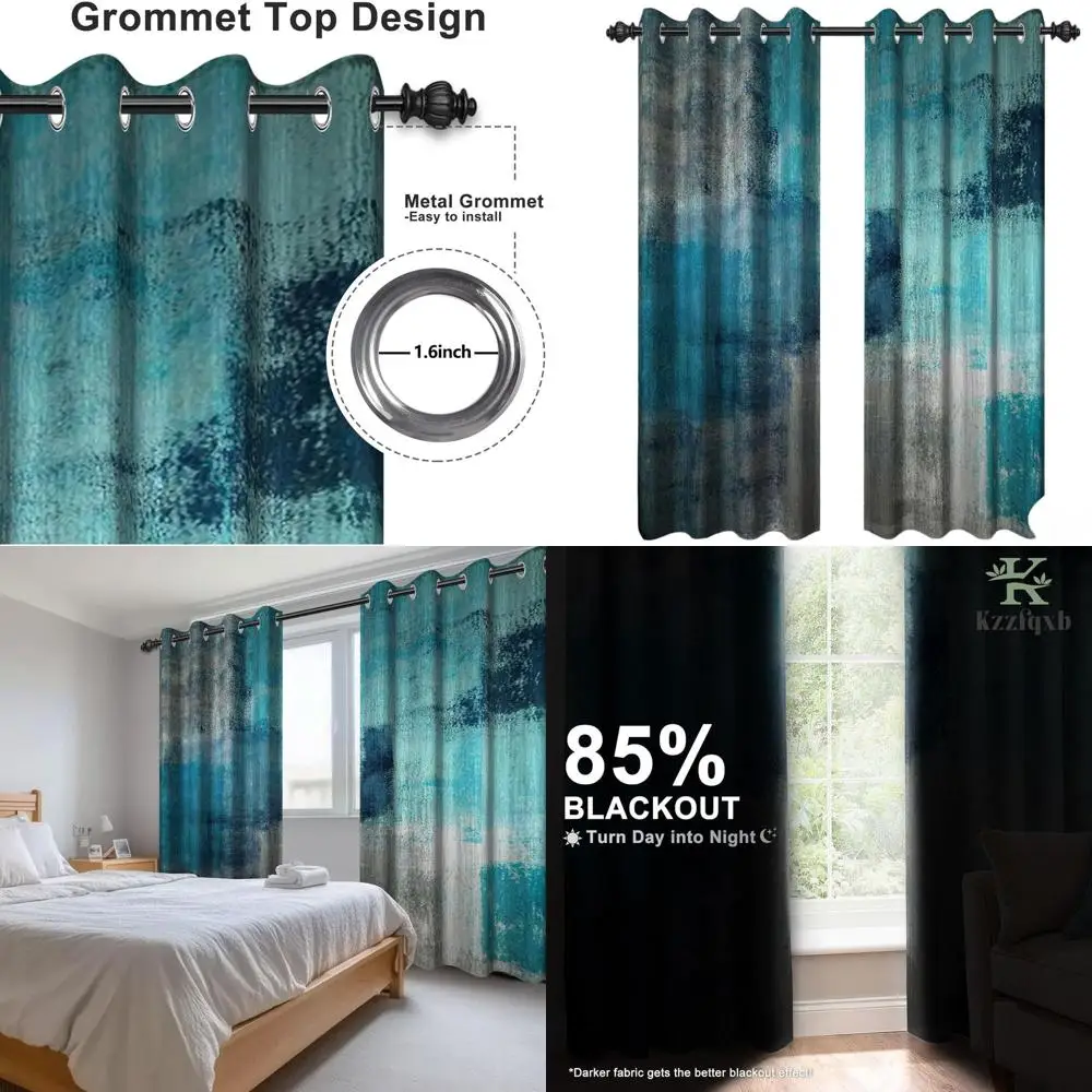 

Современные бирюзово-синие акварельные шторы, набор из 2 панелей, 42 Вт x 85 л, для декора спальни и гостиной