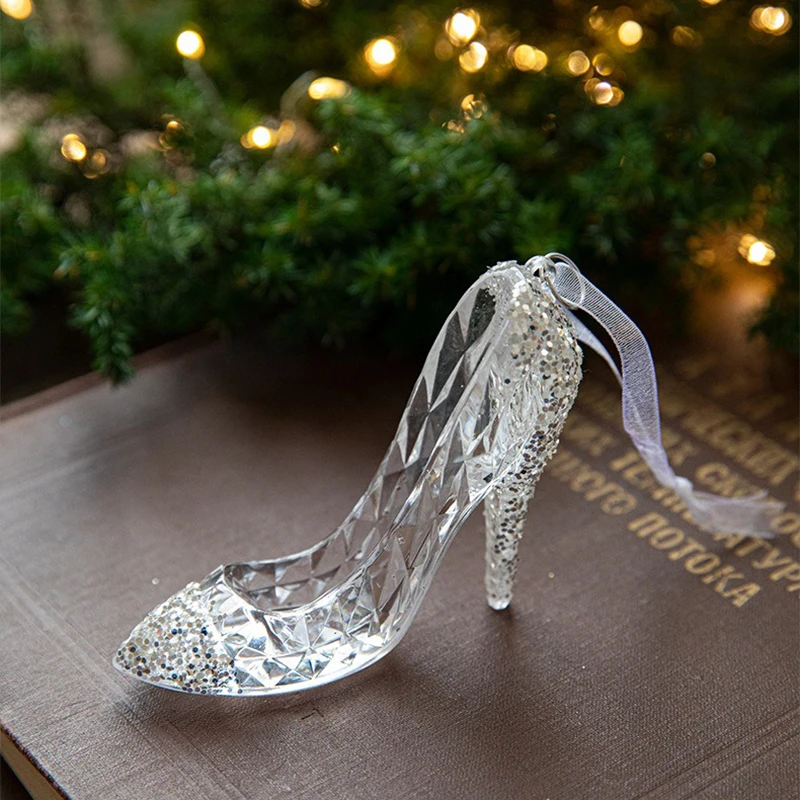 Colgante de árbol de acrílico transparente, colgante de cristal de hielo, adorno de Ángel acrílico para decoración navideña, artículo de regalo de Navidad