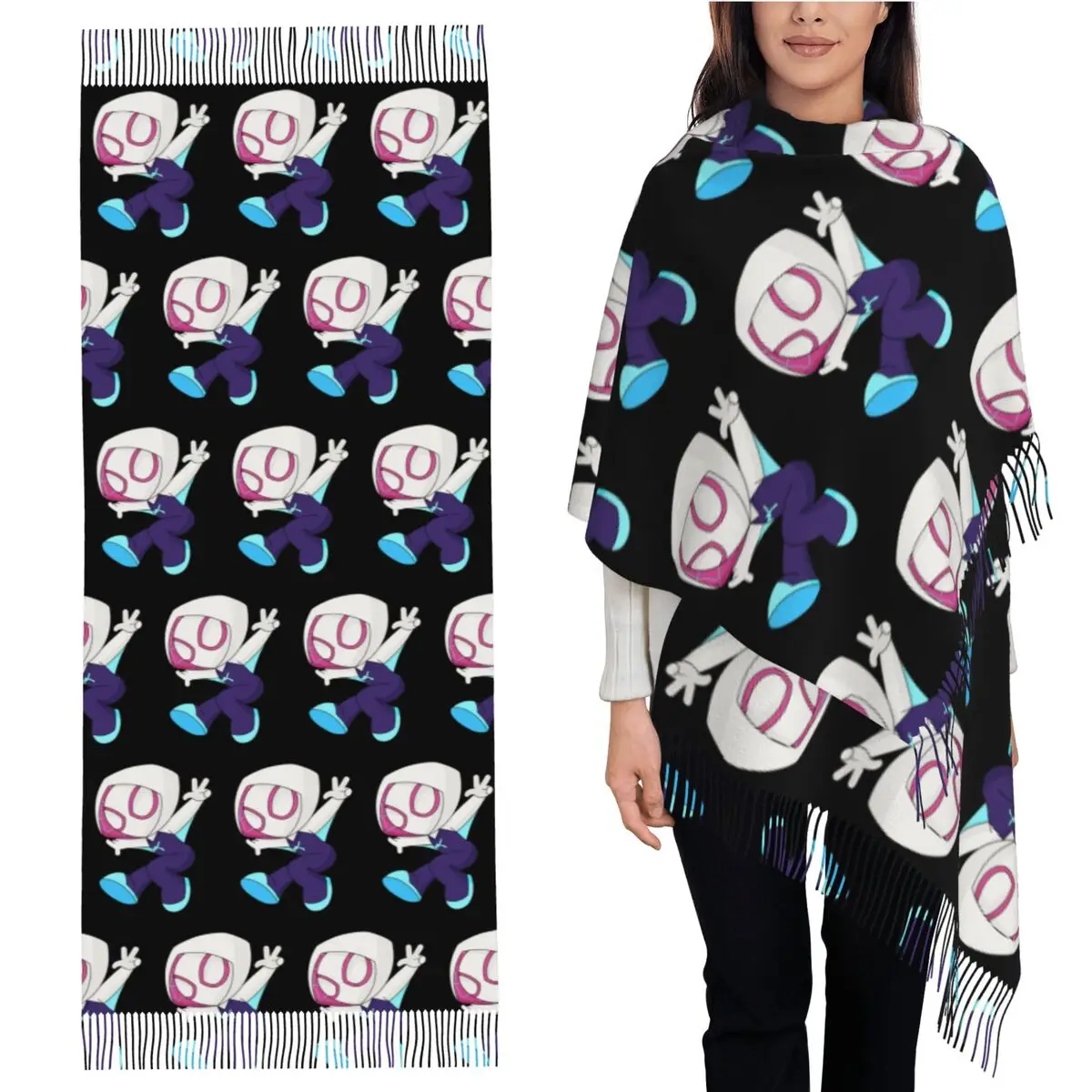 

Ghost Spider Girl, Cute Baby Spidey Girl Scarf Tassel Scarves for Women Soft Warm Shawls and Wraps Long Fall Winter Shawl Wrap