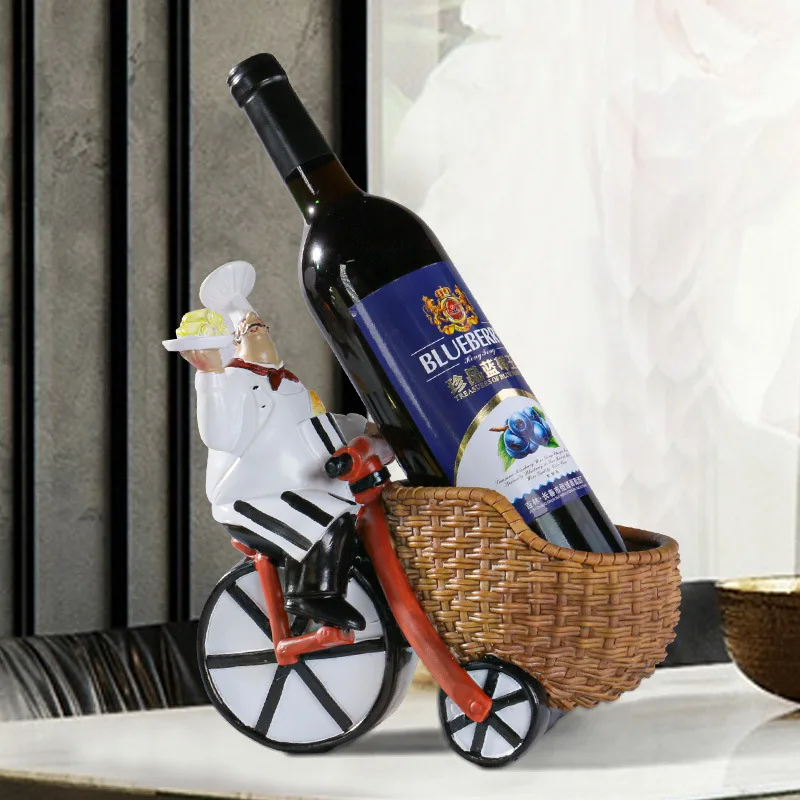 

Chef resin red wine rack handicrafts western restaurant home decoration ornament kitchen fruit decoration wine cabinet window