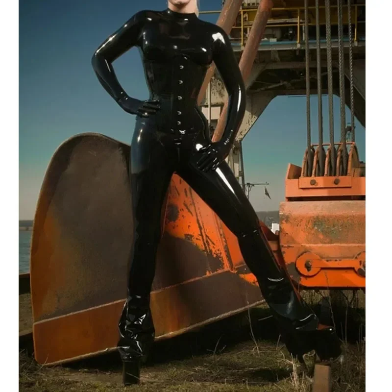 Handmade Women Latex Catsuit Full-body Rubber Bodysuit Tights Fetish (NO Corset)