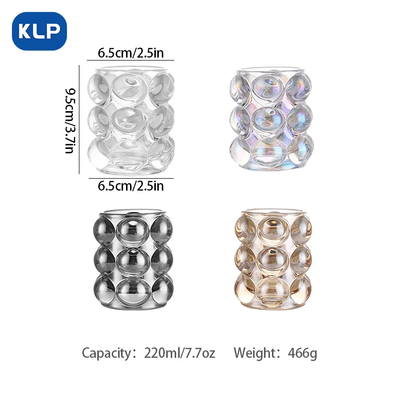 KLP 1pcs Clear Glasses, Multi-functional, Shaped Bead Dot Design for Drinks, Whiskey, Makeup Brushes and Cosmetic Brushes