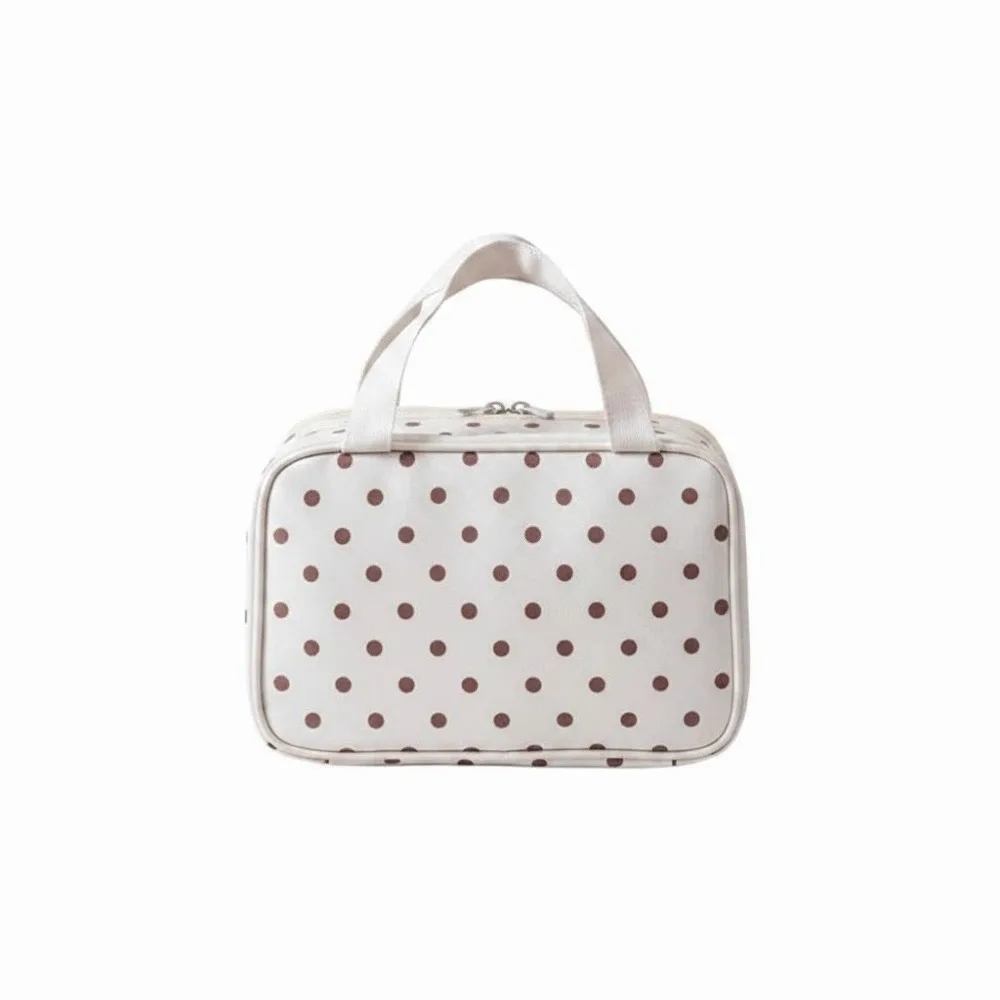 

Waterproof Cosmetic Bag Polka Dot Dual Zippers Toiletry Case Luggage Sleeve Large Capacity Travel Organizer Makeup Artists