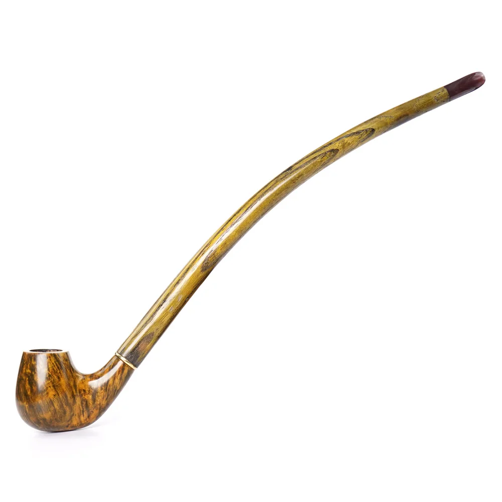 MUXIANG Handmade Briar Tobacco Reading Pipe Brass Bands Catalpa Wood Stem 9mm Filter Compatible Tobacco Pipe For Pipe Lovers