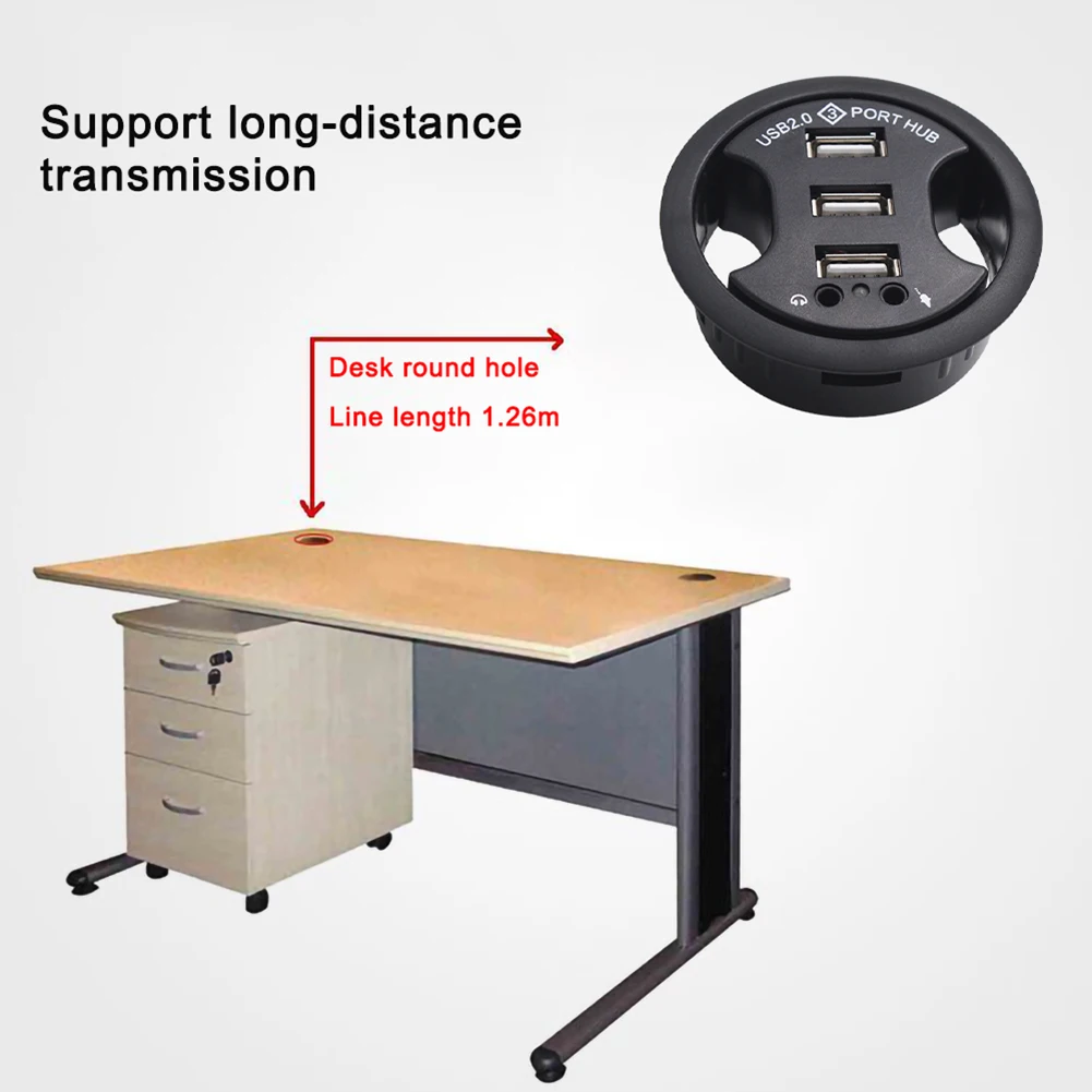 [in stock] USB Hub USB 2.0 Desktop Grommet USB 2.0 Hub Audio Desk Mount Adapter 3 Port Mount in Desk Multi USB 2.0 Ports