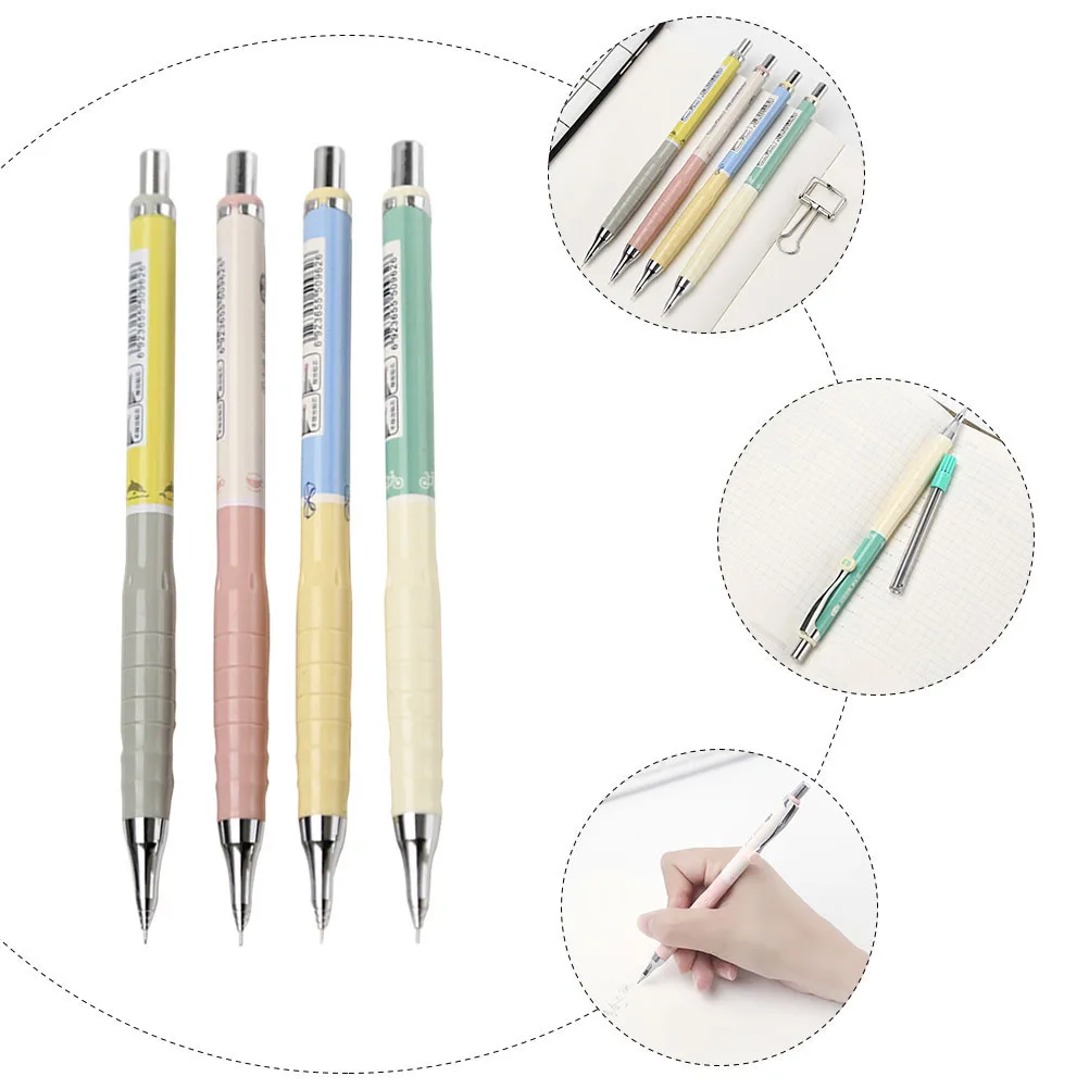 

4Sets Mechanical Pencil 0.3mm Automatic Lead Pencils Retractable Tip with Replaceable Refills for Drawing Marking Office