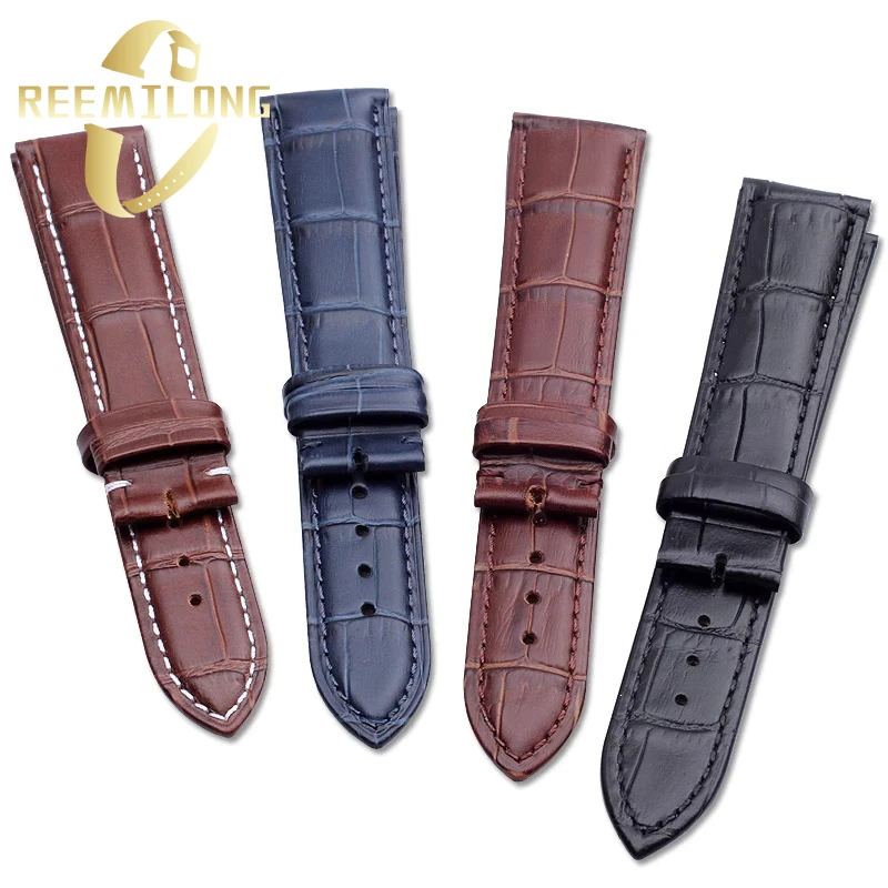 First layer cowhide watch strap For Patek Philippe 18mm 19mm 20mm Black brown white blue watchband silver rose gold pin buckle