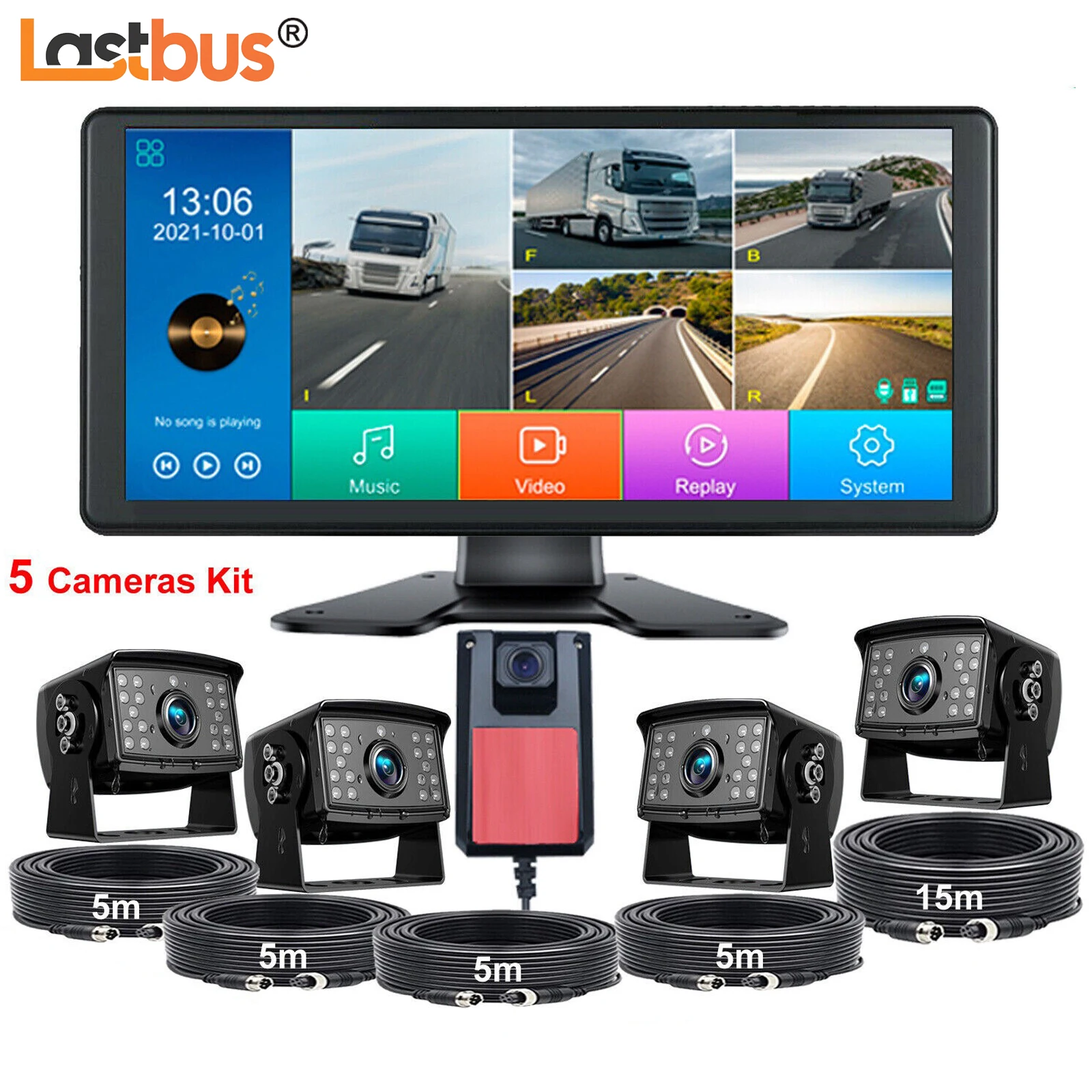 

Lastbus 10.36" 5CH Quad DVR Monitor AHD 1080P Color Rear view Reversing Camera Parking Video Recorder Systems For Caravan Truck