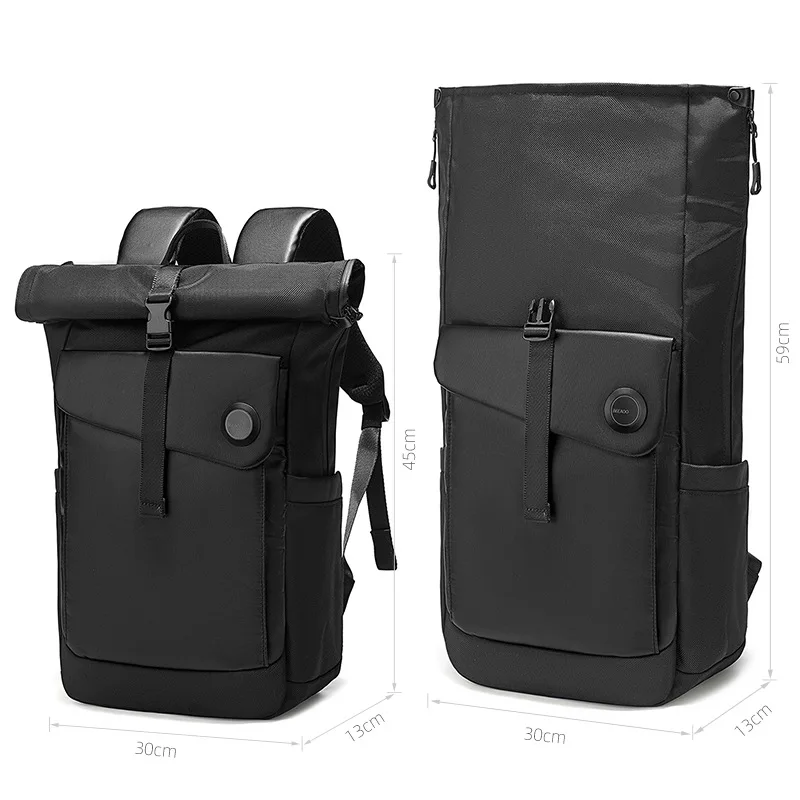 Backpack for men's fashionable commuting, expandable roll up cover bag