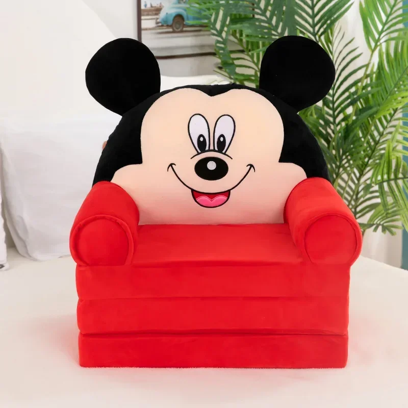 Disney Mickey Mouse Minnie składana mała Sofa urocza kreskówka fotelik dla dziecka upominki świąteczne potrójna zniżka giętka kanapa z bawełny