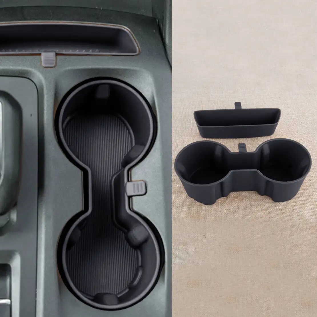 Black Car Interior Central Slot Pad Storage Box Insert Trim + Cup Holder Insert fit for Ford Ranger 2023-2026