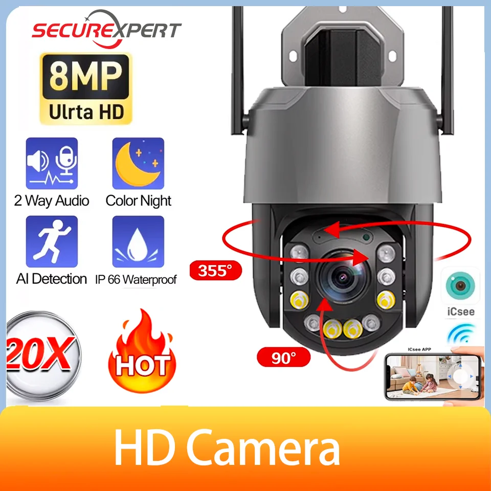 

Securexpert 5MP 50X Zoom PTZ Camera with Color Night Vision | AI Human Tracking | 120m IR Distance | ONVIF NVR Compatible IP Cam