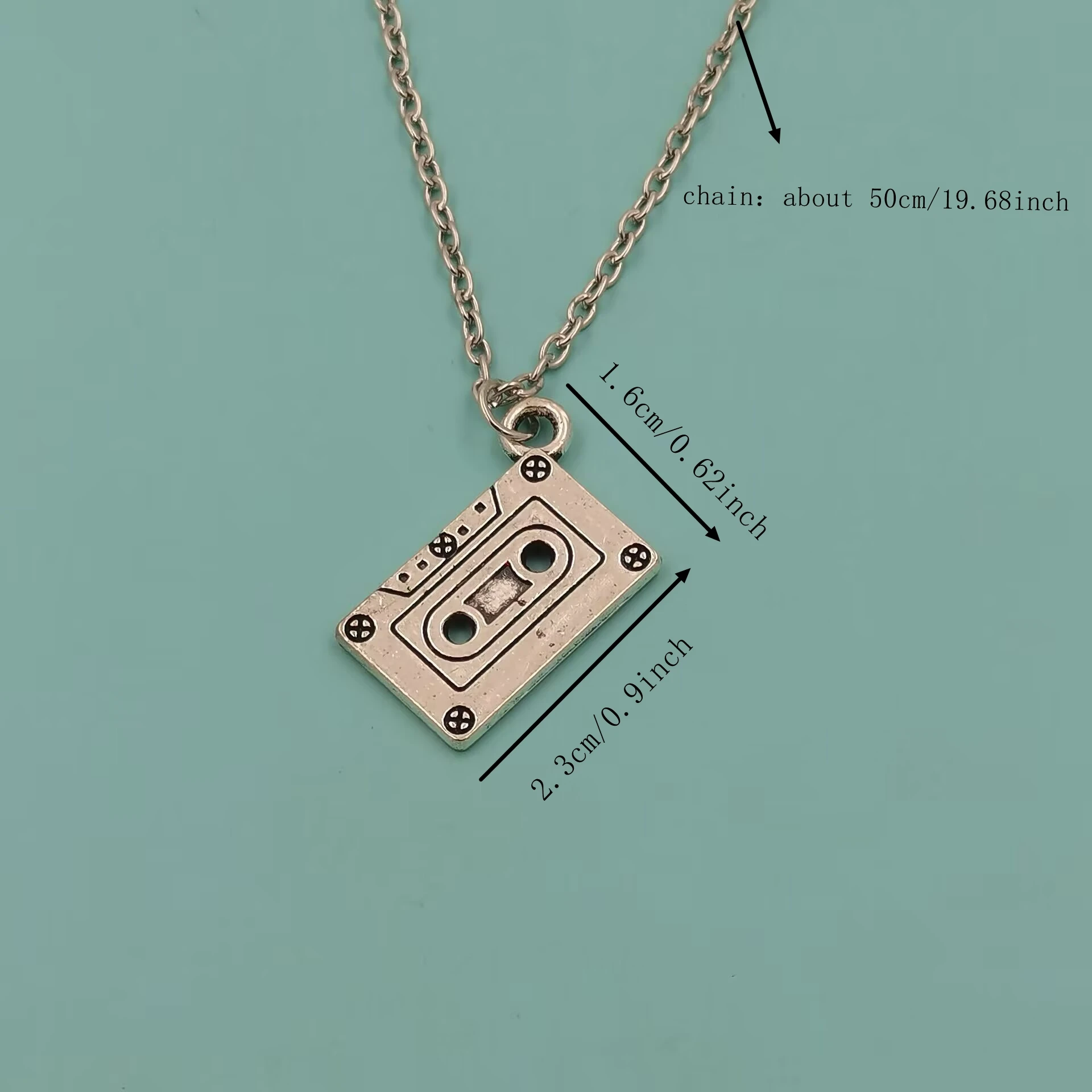 10Pcs Fashion Double Sided Alloy Tape Pendant Necklace For Men Women, Lockbone Chain A-1121d