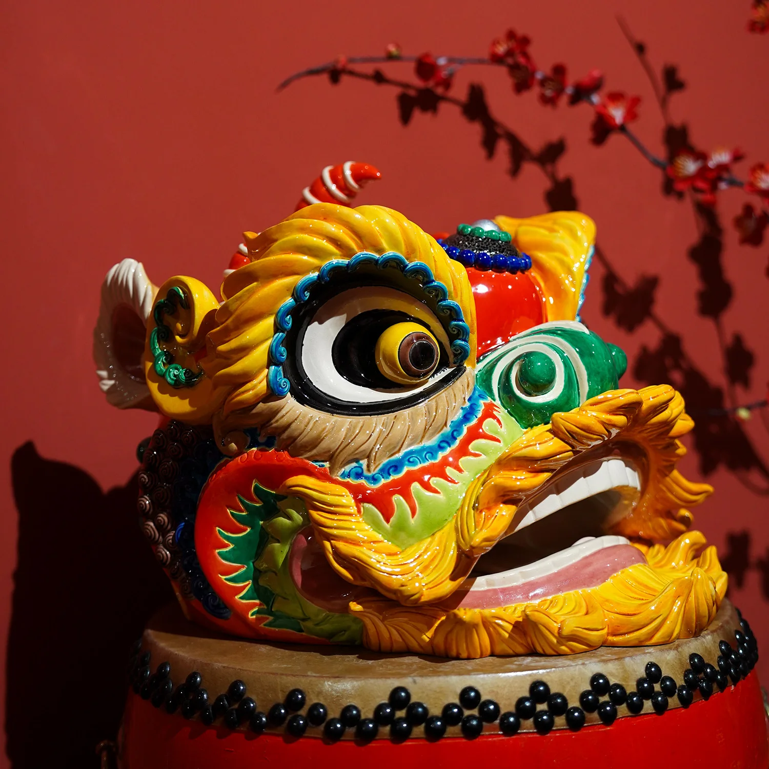 Großer Löwenkopf, handgefertigte Keramik-Wohnzimmertischdekoration, Eingangsdekoration