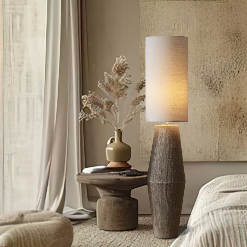 

Wabi Sand Wind Floor Lamp Living Room Sofa Decorative Bedroom Study Homestay Retro Atmosphere Light Handmade Hemp Rope Lighting
