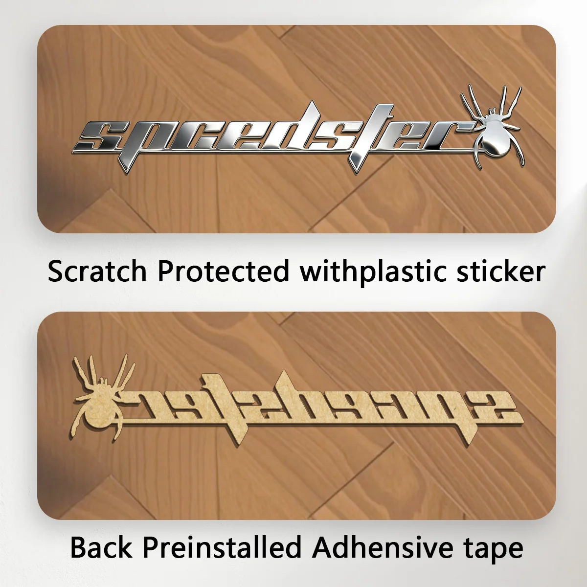 

1PC Smooth Metal Stickers Cool Spider Custom Art Font Fit Piano Car Body DIY Decoration Stainless Steel Accessories Jewelry Gift