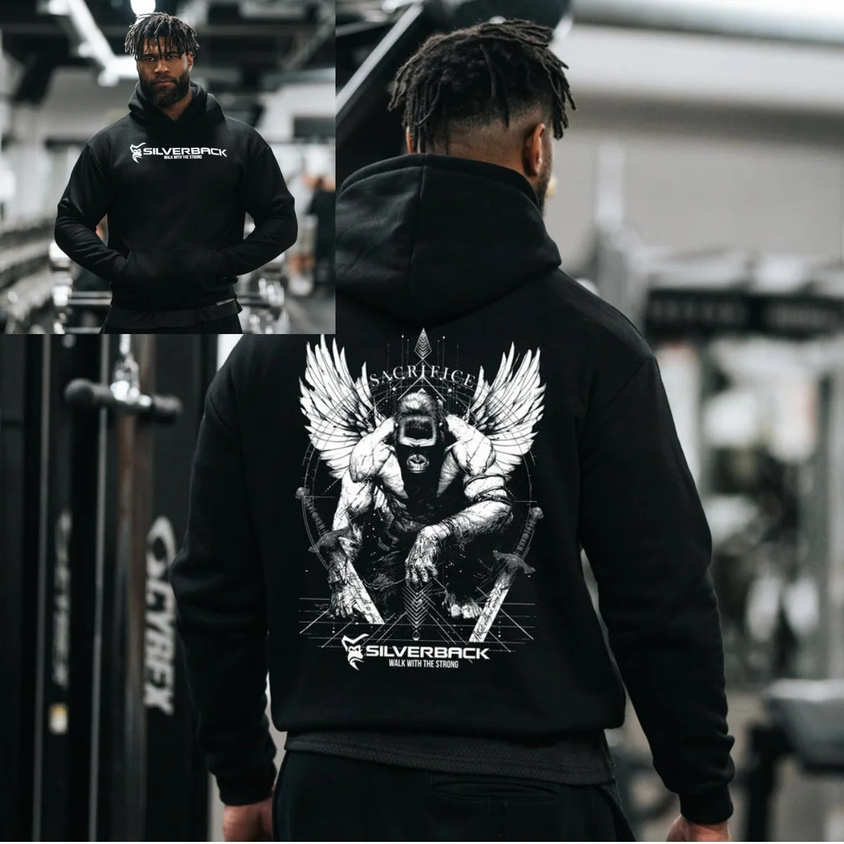 Sacrifice Pull Hoodie _ Silverback Gymwear Graphic Printing High-end Luxury Unisex Style Both of Men and Women