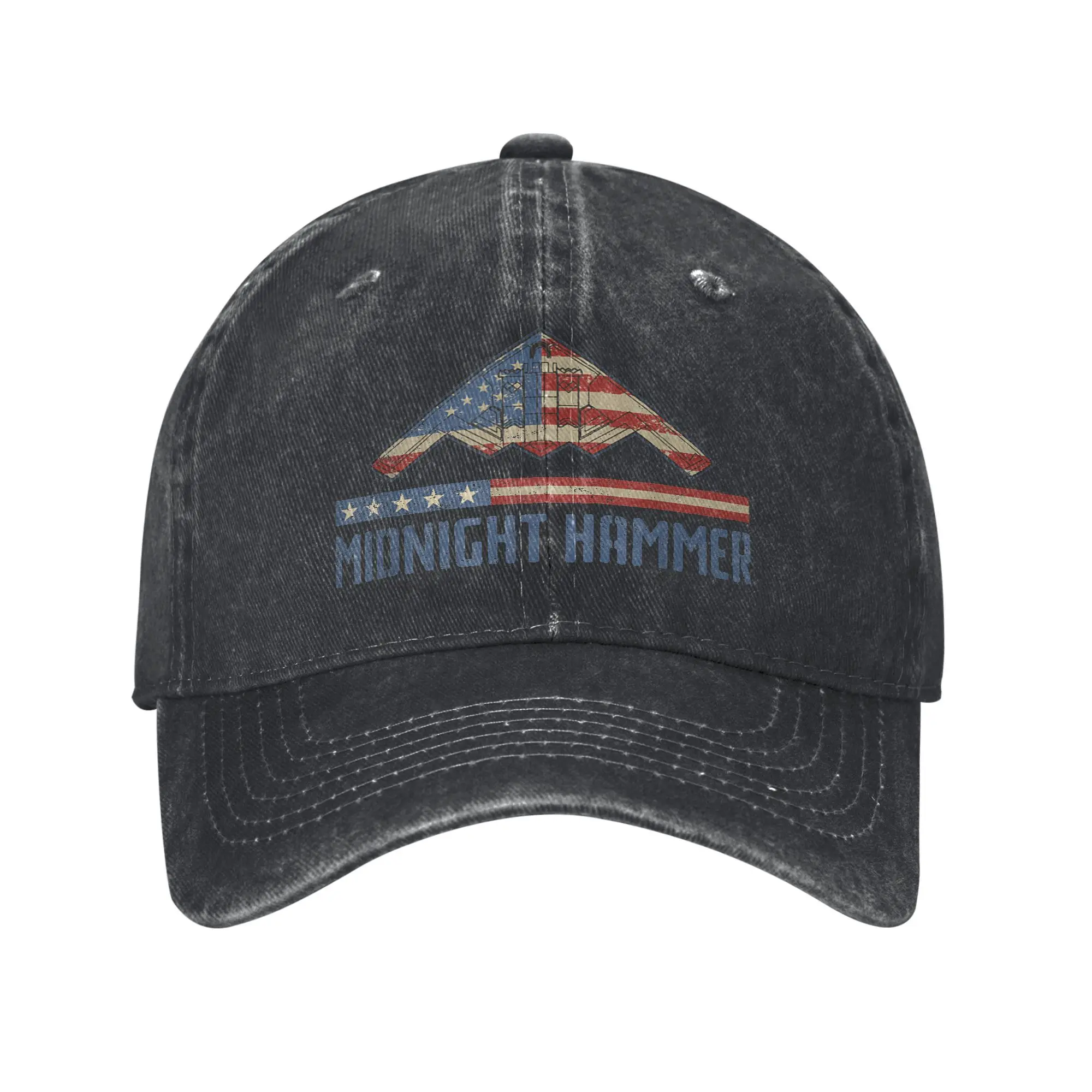 Midnight-Hammer B2 Stealth Jet Baseball Caps for Men Women Distressed Denim Snapback Cap Operation Outdoor Travel Adjustable Hat