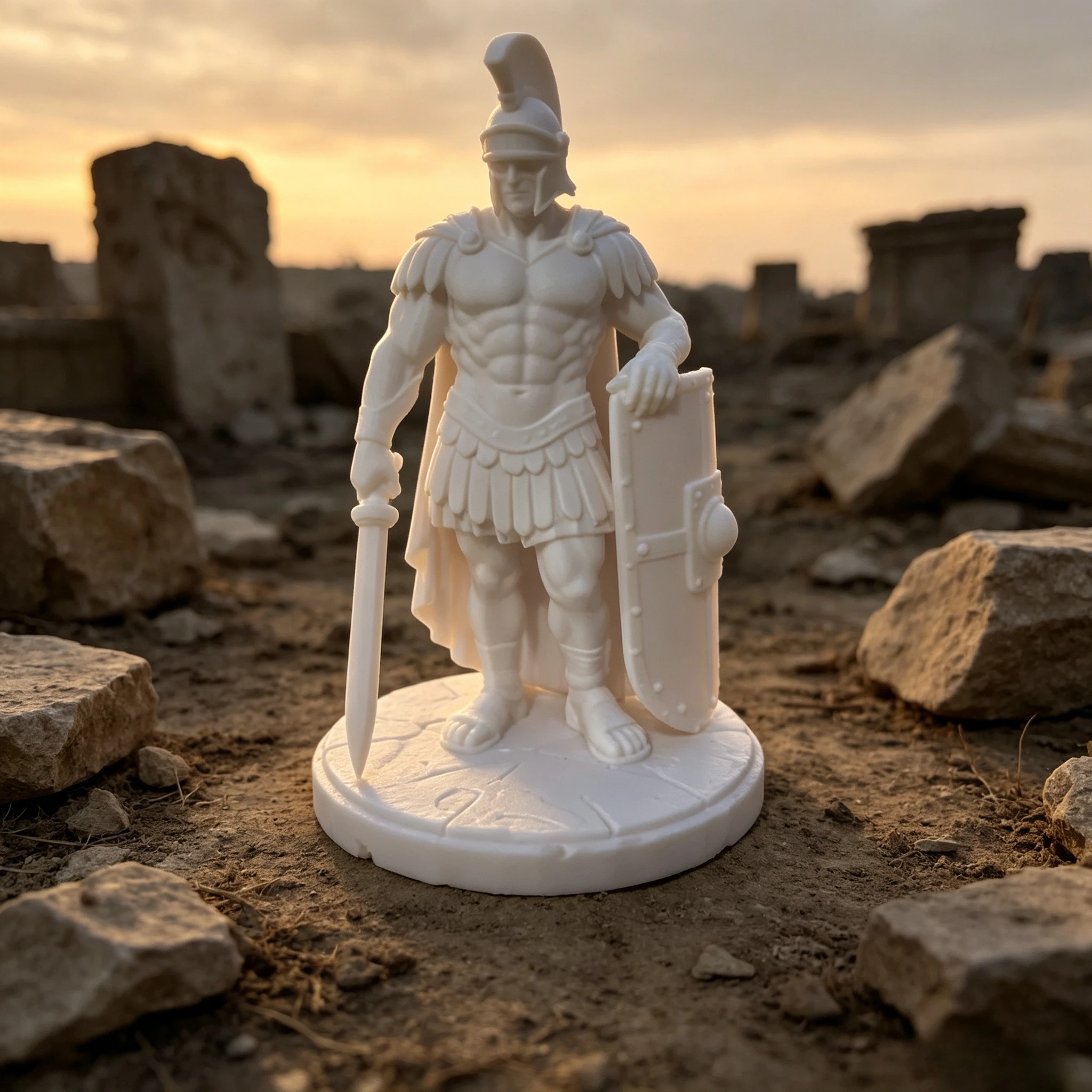 Gladiator Warrior Statue Ancient Rome Soldier Figurine 3D Printed Sculpture Desktop Decor Collectible Ornament for Home Office