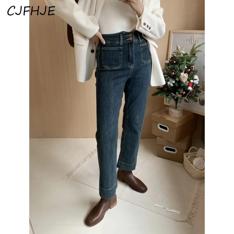 

CJFHJE New High Waist Harem Jeans Women Korean Fashion Versatile Casual Stretch Cotton Ankle-length Denim Pants Streetwear
