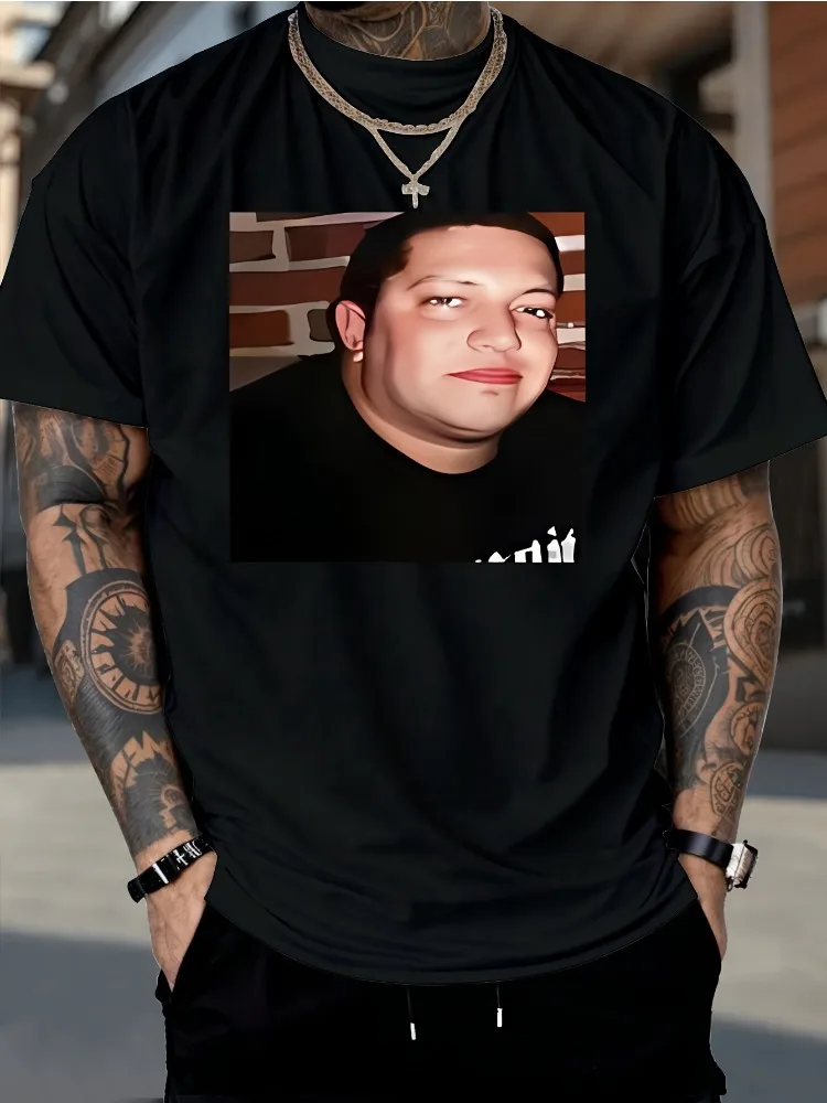 Mens Tee Sal Vulcano Viral Meme Portrait Light Cotton Loose Street Funny Retro Male Fan Short Sleeve Crew Neck Daily Basic Top