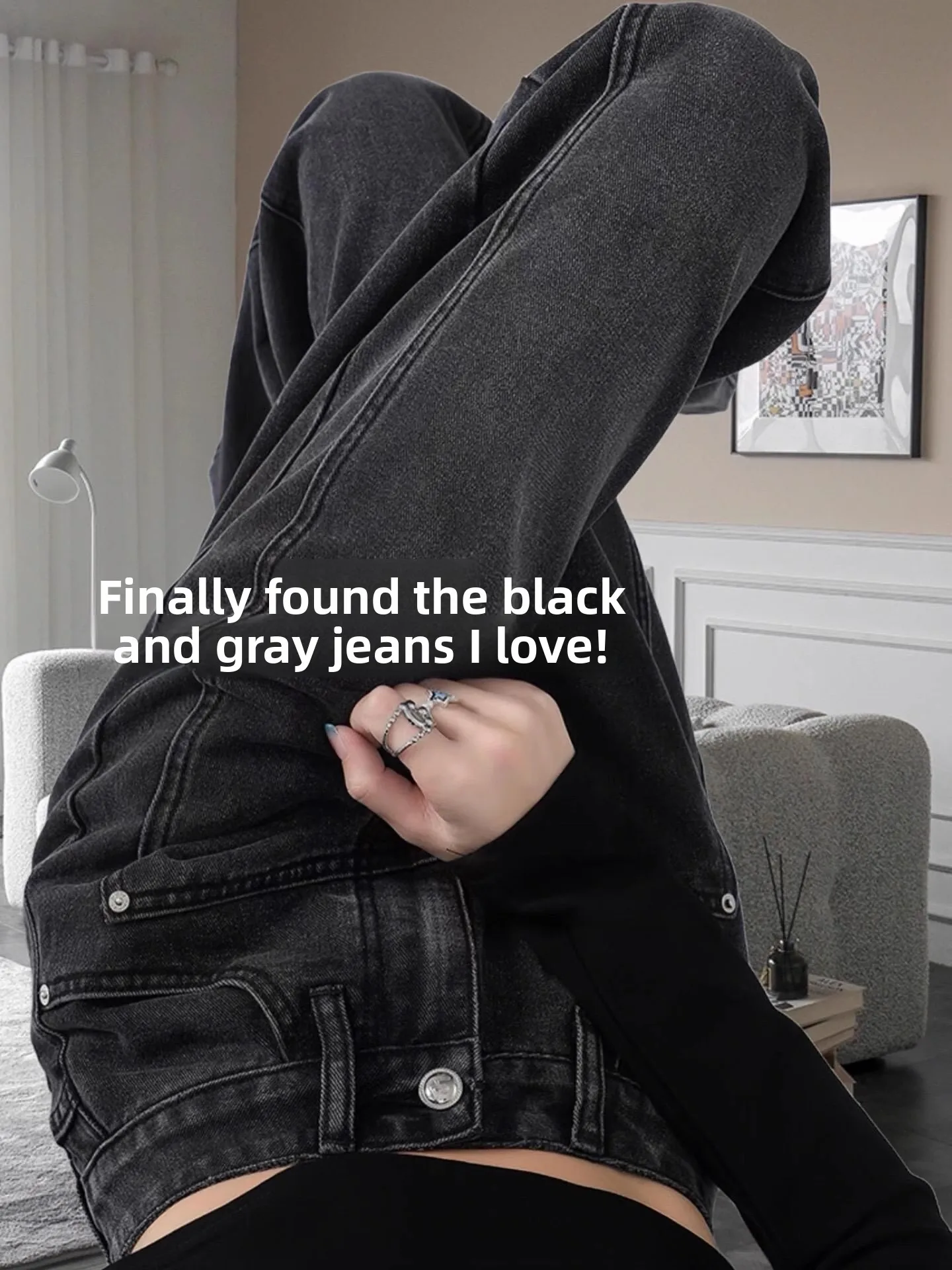 

plus Size Fleece Lined Wide Leg Jeans Women's Autumn Winter New Style Plump MM Pear Shaped Loose Slim Straight Floor Length P...