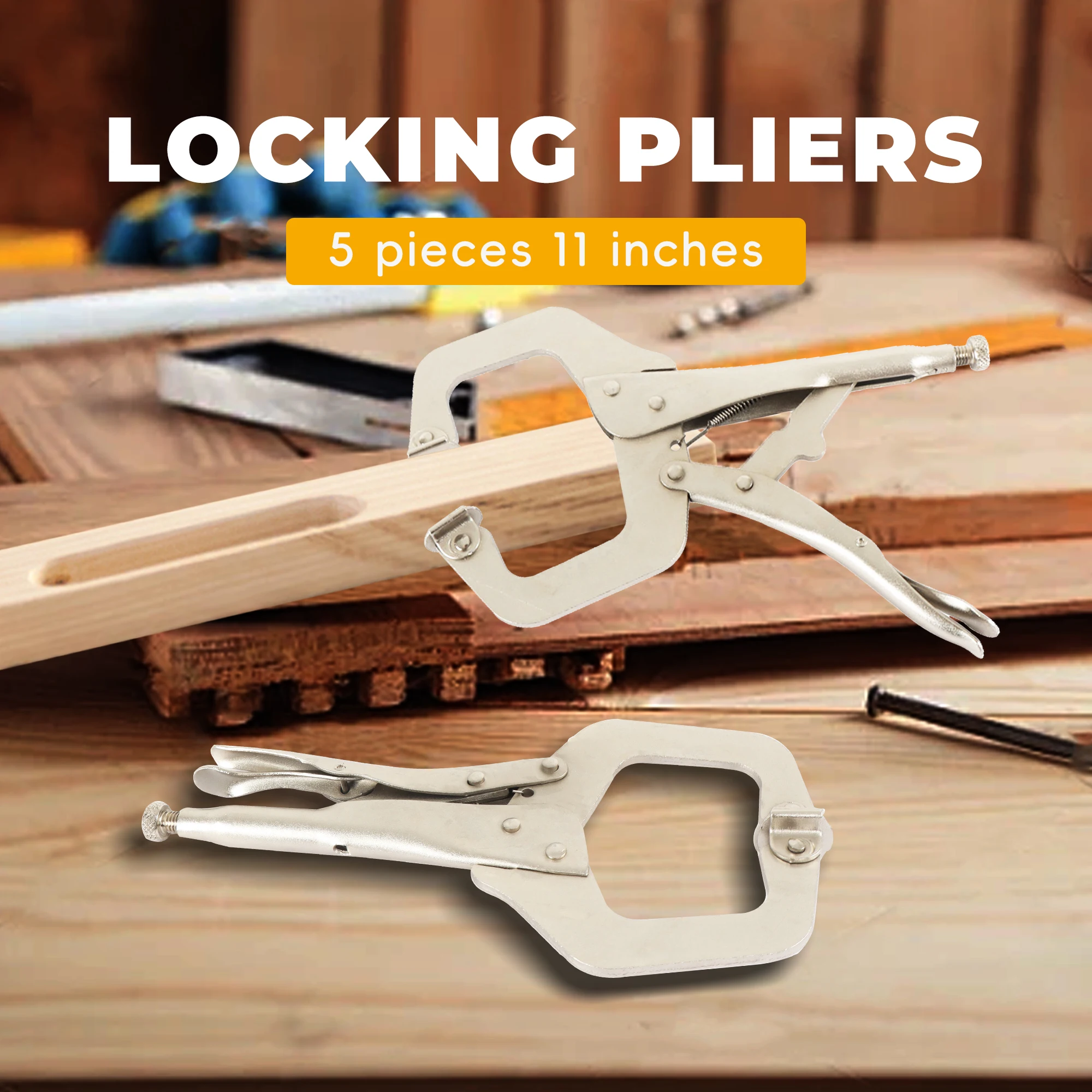 11 Inch Locking C-Clamp 5Pack Locking Pliers Adjustable Welding Clamps Vise W/Regular Tip and Swivel Pad for Shop Home Farm and Automotive