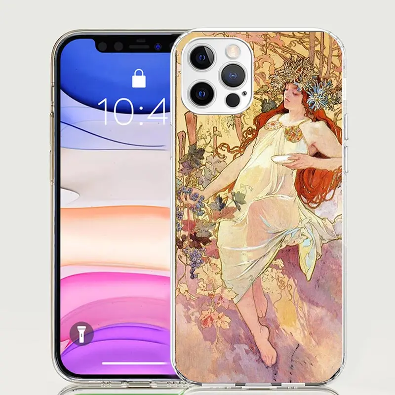 Alfons Mucha Primavera Phone Case For Apple Iphone 11 12 13 Mini 14 15 16 Pro Max 7 Plus X XS XR SE Art Customized Coque Capa