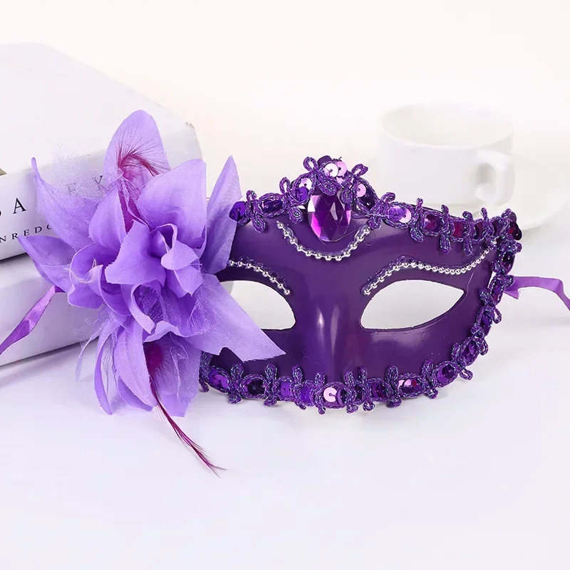 

1 Pcs Halloween Princess Half Face Mask Masquerade Ball Lily Flower Mask Party Princess Sexy Dress Mask