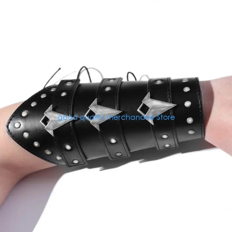 Y5JD średniowieczna opaska na nadgarstek mężczyźni Cosplay czarna rękawica Bracer rękawica dla mężczyzn Cosplay opaska z PU na i