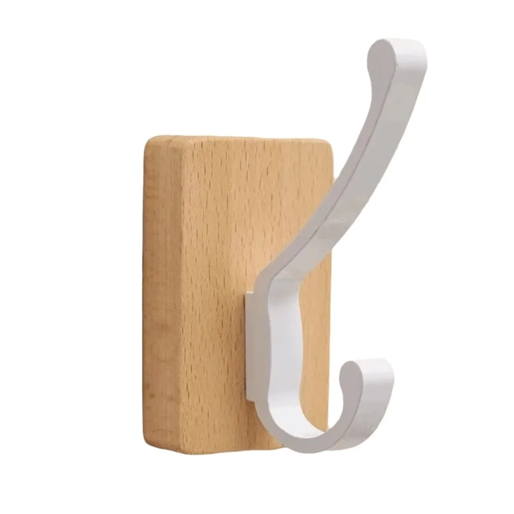 

Creamy Style Solid Wood Hook Round Design Natural Walnut Single Hook Wall Mounted Metal Pothook Towel Hook Bathroom