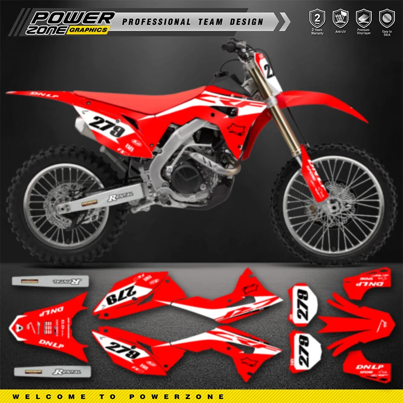 PowerZone Volledige Grafische Achtergrond Decals Stickers Kit Voor HONDA 2021 2020 2019 2018 CRF250RX 2020 2019 2018 2017 CRF450RX 014