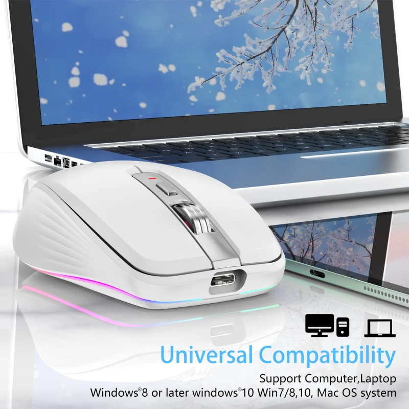 

2.4G Wireless Bluetooth Mouse Rechargeable Portable Ergonomic Gaming Mouse Computer Working Mause Mute Mouse For Laptop PC