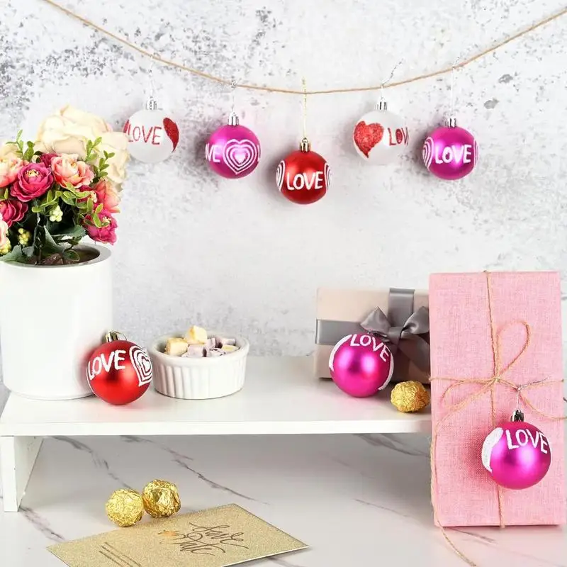 

15PCS Wedding Hunging Baubles Valentine's Day Heart Ornaments Valentine's Day Decoration Props Balls For Home Valentine's Day