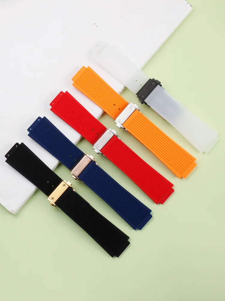 High-end Silicone Watchbands for Hublot Yubo Big Bang Classic Fusion Series Concave Convex Interface Sweatproof Strap 26x19mm