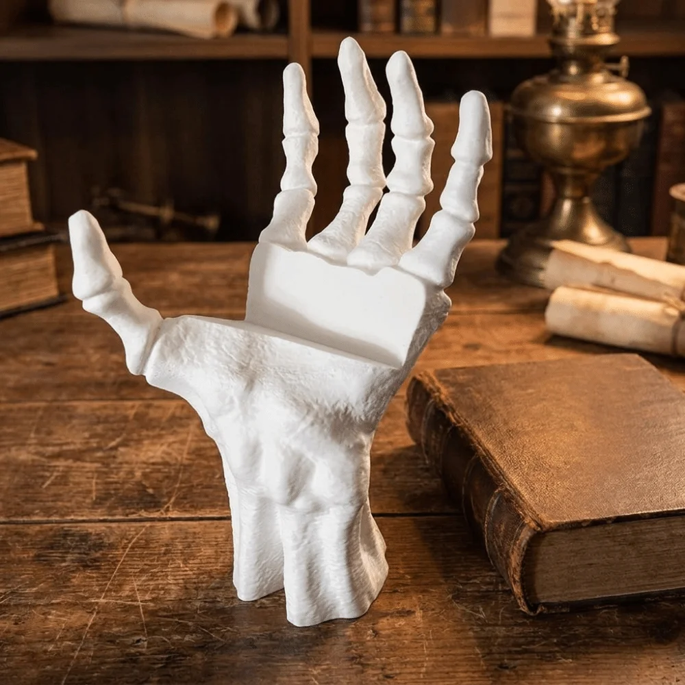 3D Printing Halloween Skeleton Hand Shaped Bookshelf Plastic Gothic Style Ghost Hand Book Stand Realistic Book Display Rack