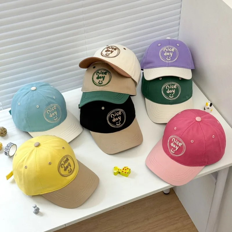 Young Kids Fashon Baseball Cap for Boy Girl Candy Color Sweet Peak Cap for Children Travel Outdoor Spring Summer Sunshade Hat