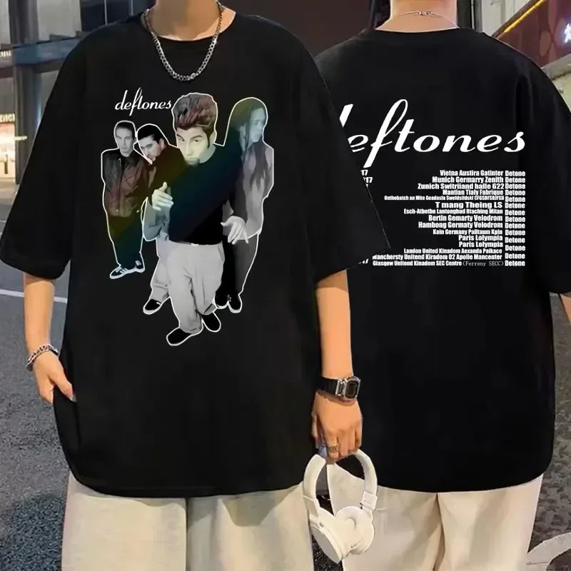 Deftones Girl Eyes Cartoon T Shirts 90s Vintage Fashion Short Sleeve Black Tops Summer Japanese Styles O-neck Cotton T-shirts