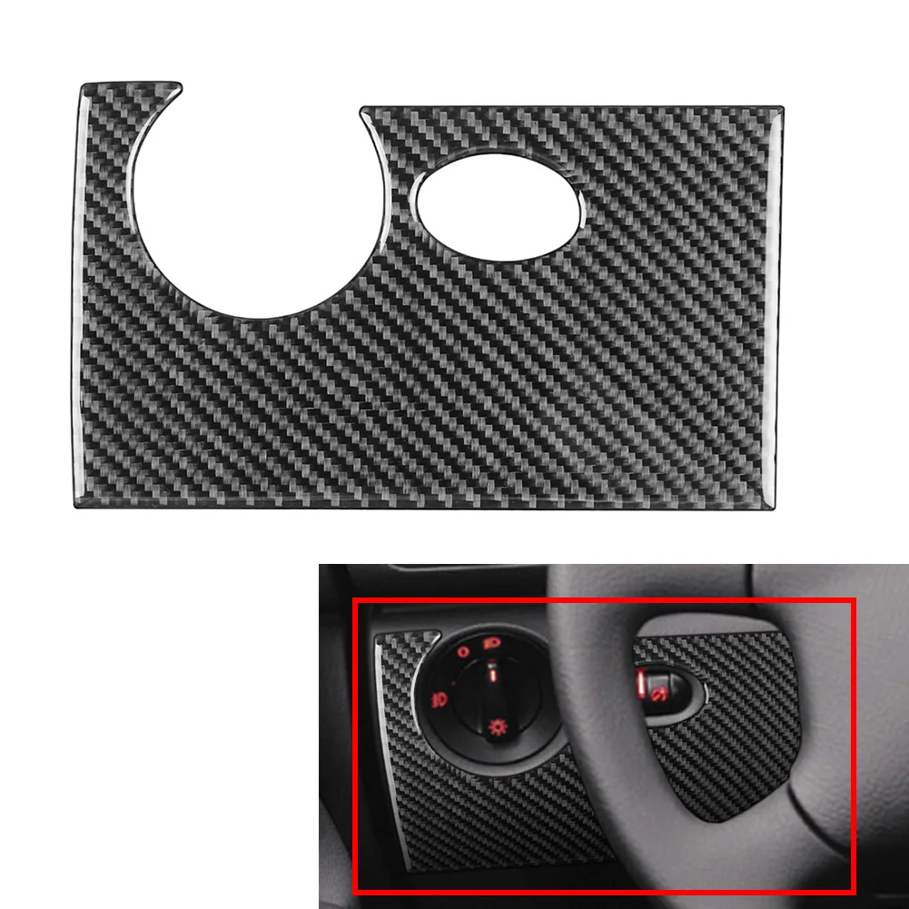 Steering Wheel Left Side Panel Sticker Cover Headlight Switch Trim LHD For Volkswagen Passat B5 2001-2005 Carbon Fiber Black