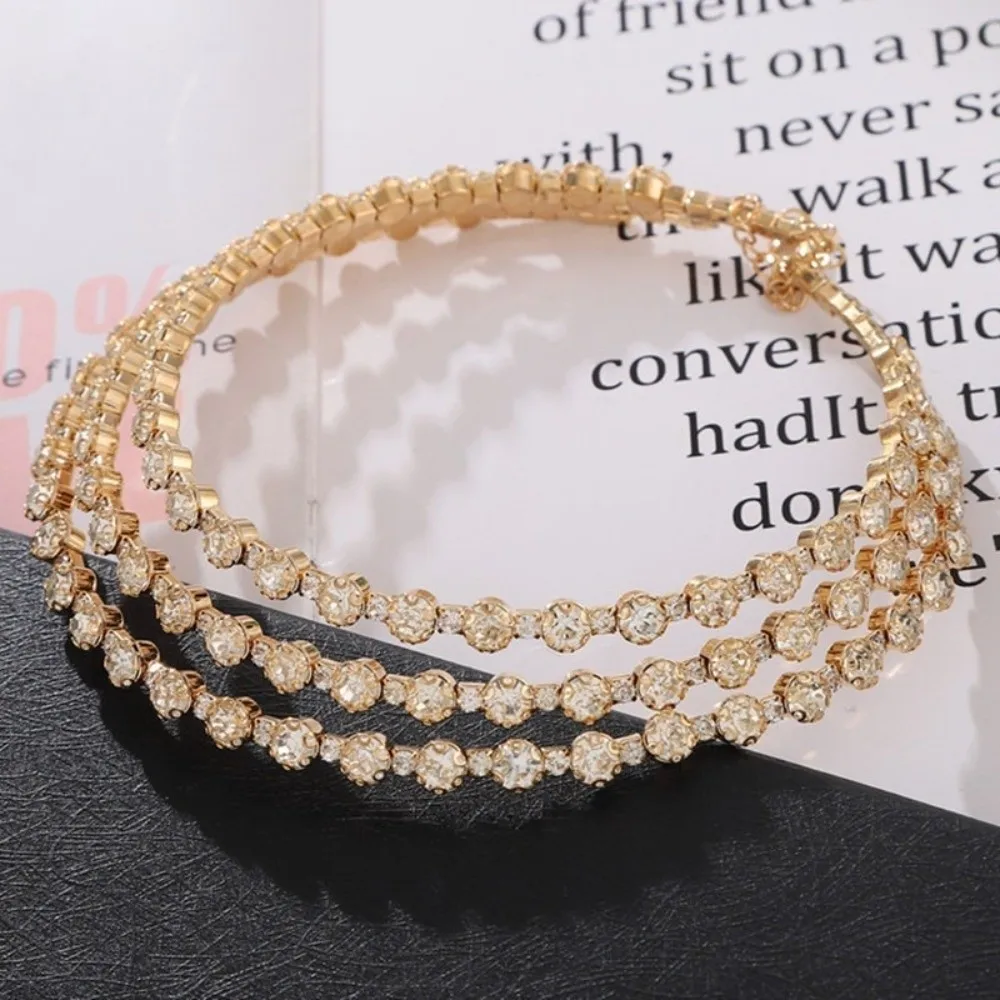 Bridal Jewelry Sparking Diamante Diamante Multi-layer Crystal Jewelry Set Chain Collar Chain Wedding