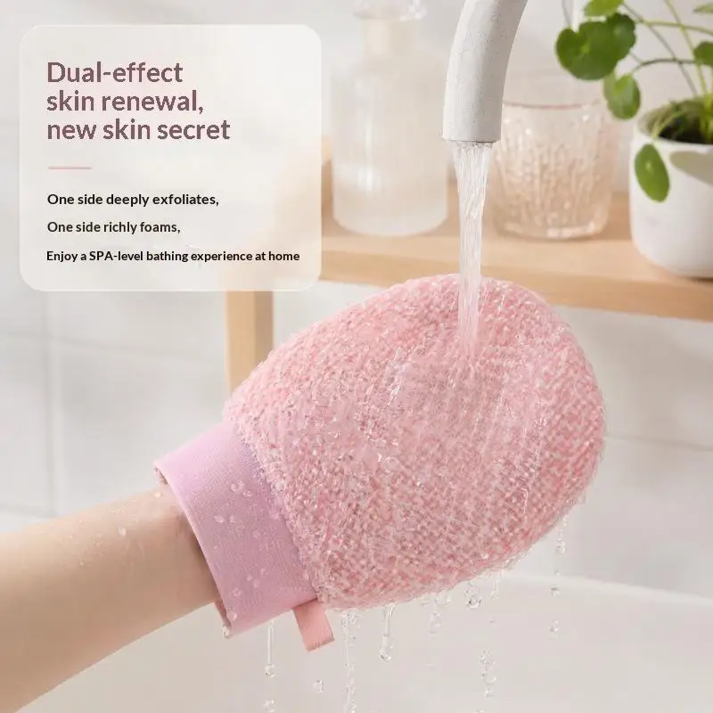 Doppelseitige Peeling-Duschhandschuhe mit Massage-Textur, schmerzfreier Körperpeeling-Handschuh, sanfte Tiefenreinigung, Bade-Scrubber – Detail 12