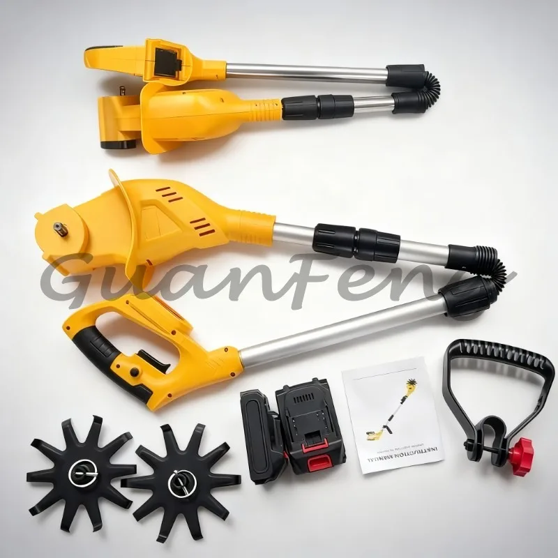 1380W high-power cordless garden rotary tiller, portable electric soil loosening and tillage machine, gardening electric tools