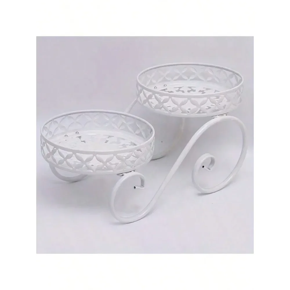 

2 Tier Metal Plant Stand, Round Potted Planter Stands Indoor Outdoor ,Multiple Modern Flower Pot Stand Holder Rack Display For