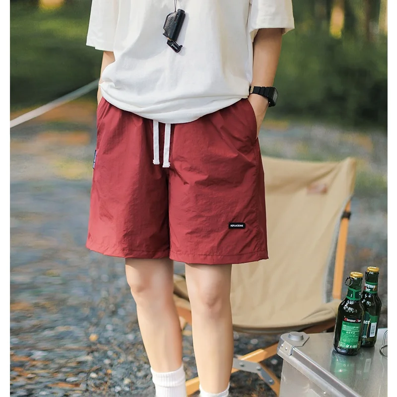 

y Summer Thin Casual Spor Outdoor Men's orts Loose Fit Faionable Pure Color Five-Point Pants Low Waist Elastic
